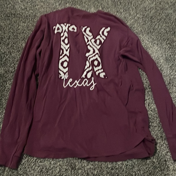 TX Texas Women’s Long Sleeve Graphic Tee Top Shirt Purple and White Country - Picture 4 of 4